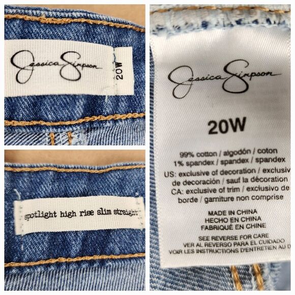 Jessica Simpson Cropped Jeans Blue Denim Slim Straight High Rise Plus Size 20W - Picture 2 of 16